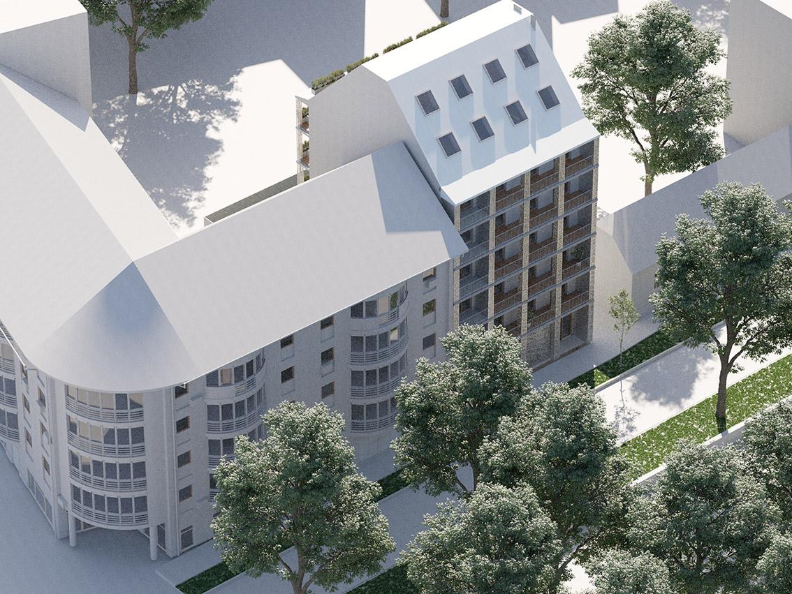 Equinox designed this 16-units multi-residential building in Budapest.
